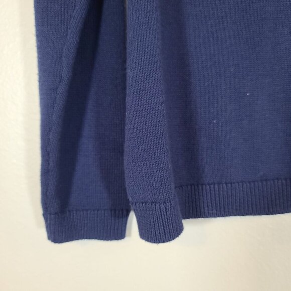 Talbots‎ Rib Yoke Crewneck Pullover Sweater Blue Cream Cotton Blend Small - Picture 4 of 9